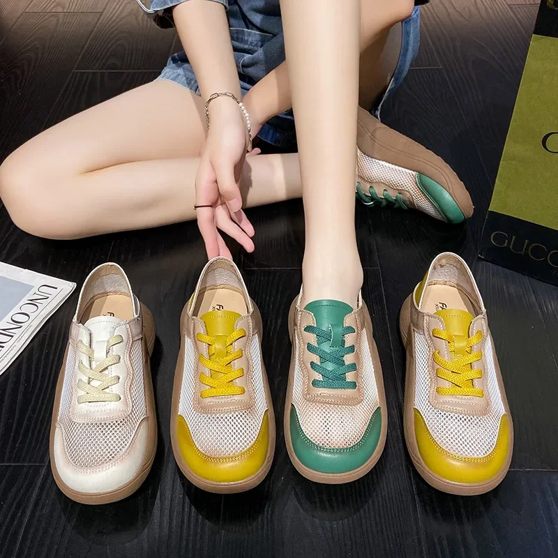 

Fashion color blocking fashion sports women spring summer new breathable lace up casual sports single shoes low top women's shoe