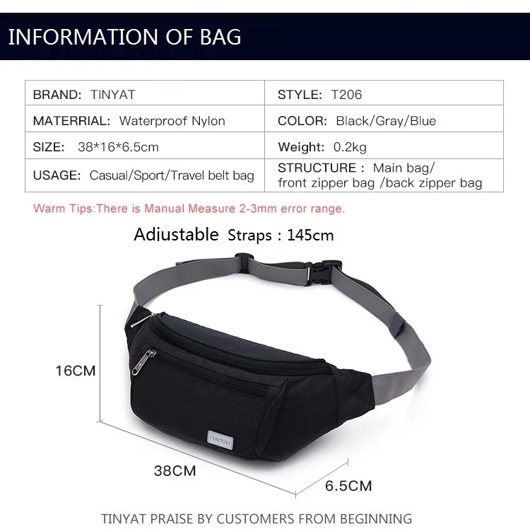 TINYAT Taille Tasche Pack Für Männer Reise Telefon Gürtel Tasche Tasche Mann Frauen Schulter Umhängetasche Leinwand Banane Tasche Unisex Casual Hüfte Tasche – Detail 11
