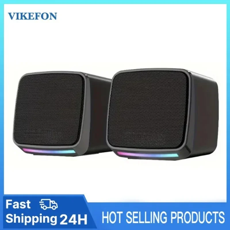 멋진 조명과 스테레오 사운드를 갖춘 미니 스피커 컴퓨터 스피커 6W USB 전원 3.5mm AUX-in 컴퓨터용 휴대용 스피커 La