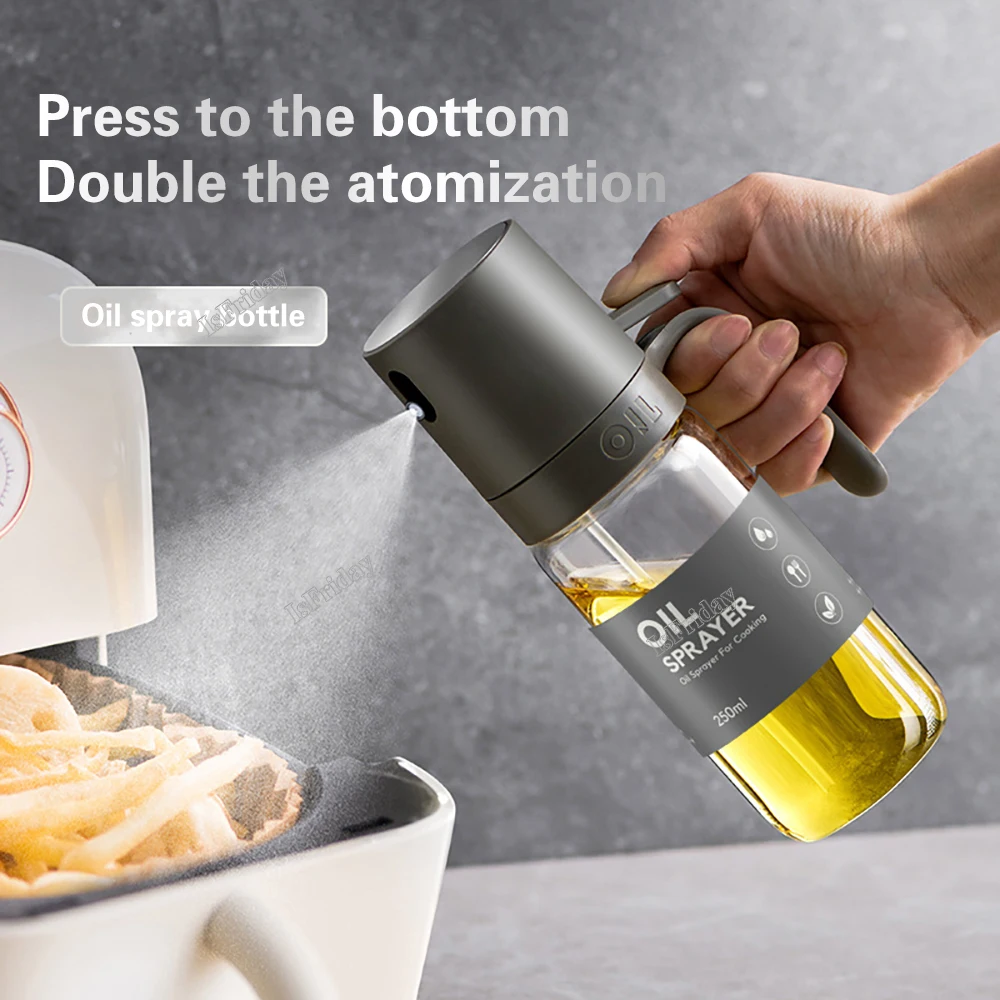 Oil Sprayer Oil Spray Bottle 250ml High Borosilicate Glass Cooking Oil Dispensers Olive Sprayer Mister For Air Fryer Salad Baking