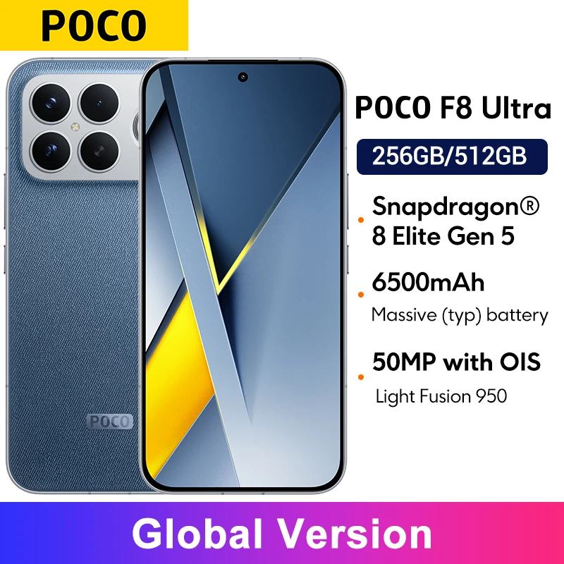 Versión Global del Teléfono Inteligente POCO F8 Ultra con Cámara de 50MP, Pantalla de 6.9 Pulgadas y 120Hz, Batería de 6500mAh, Snapdragon 8 Elite Gen 5 y NFC 1