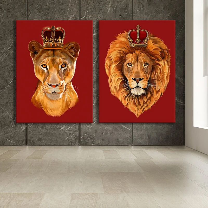 

Animal Lion King and Queen Posters and Prints Wall Art Print Canvas Painting Modern Wall Picture for Living Room Home Decoration
