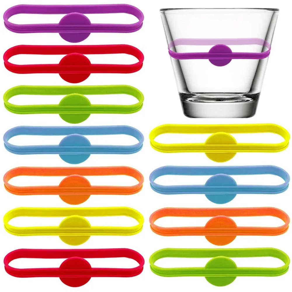 Wine Glass Marker Silicone Goblet Wine Cup Marking Tag 6pcs