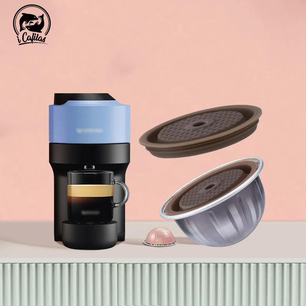 

Reusable Coffee Capsule Lids for Nespresso Vertuoline & Vertuo Capsules Pods Refillable Coffee Pod Caps Food Grade Silicone Cap