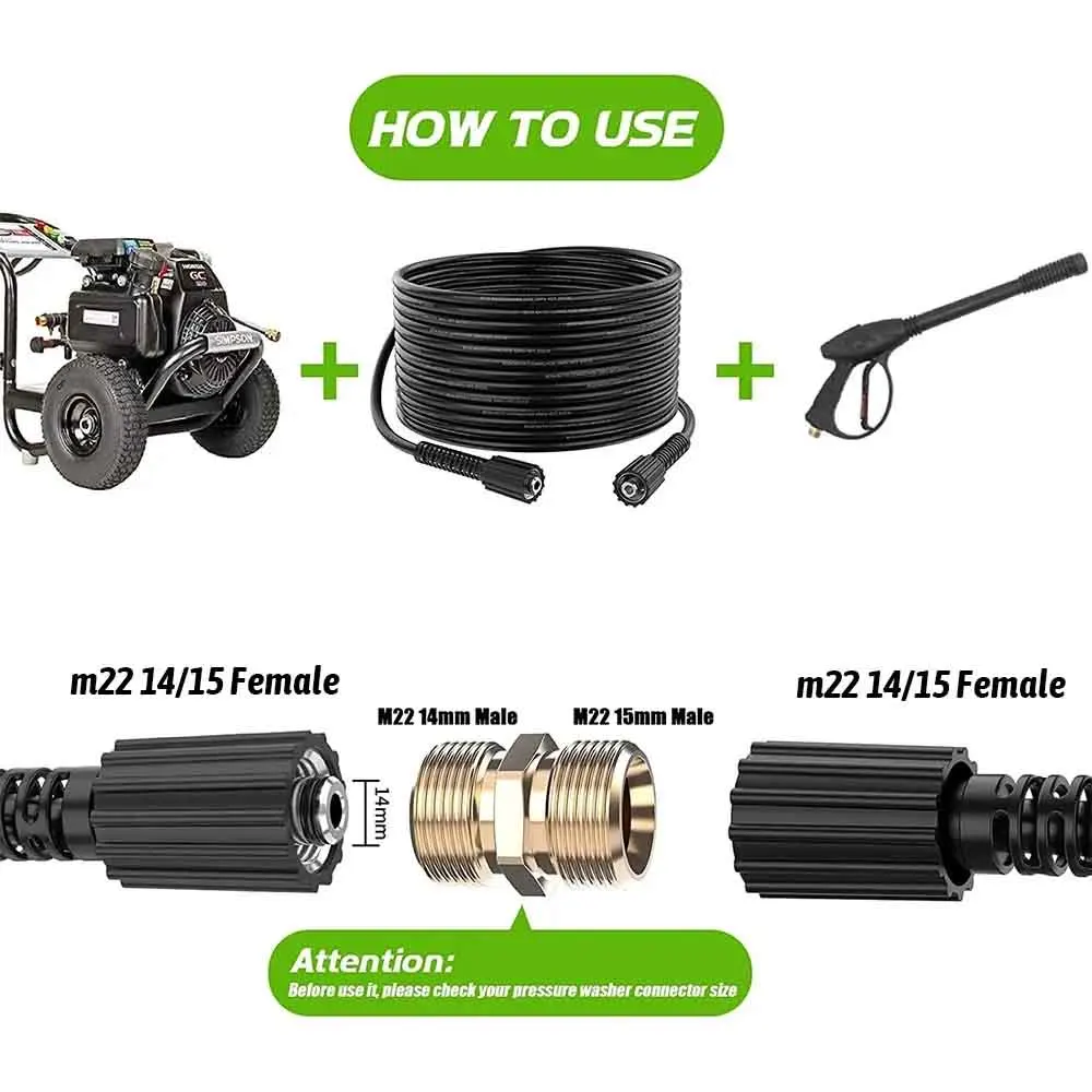 Pressure washer hose extension hose Pipe Cord Car Washer Water Cleaning Hose M22 female for Karcher Parkside Lavor Nilfisk 2