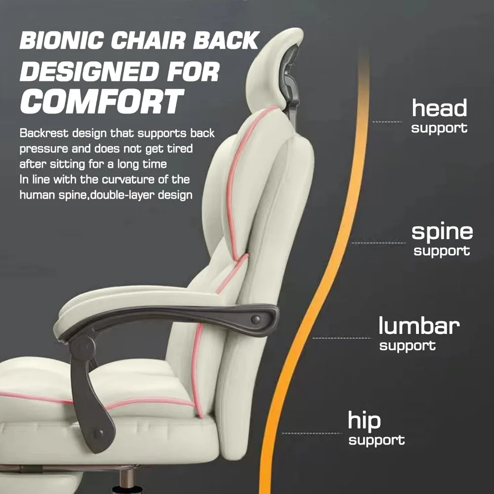 Computer Office Chair, Heightened Executive Chair, Ergonomic High Back Chair, White 5