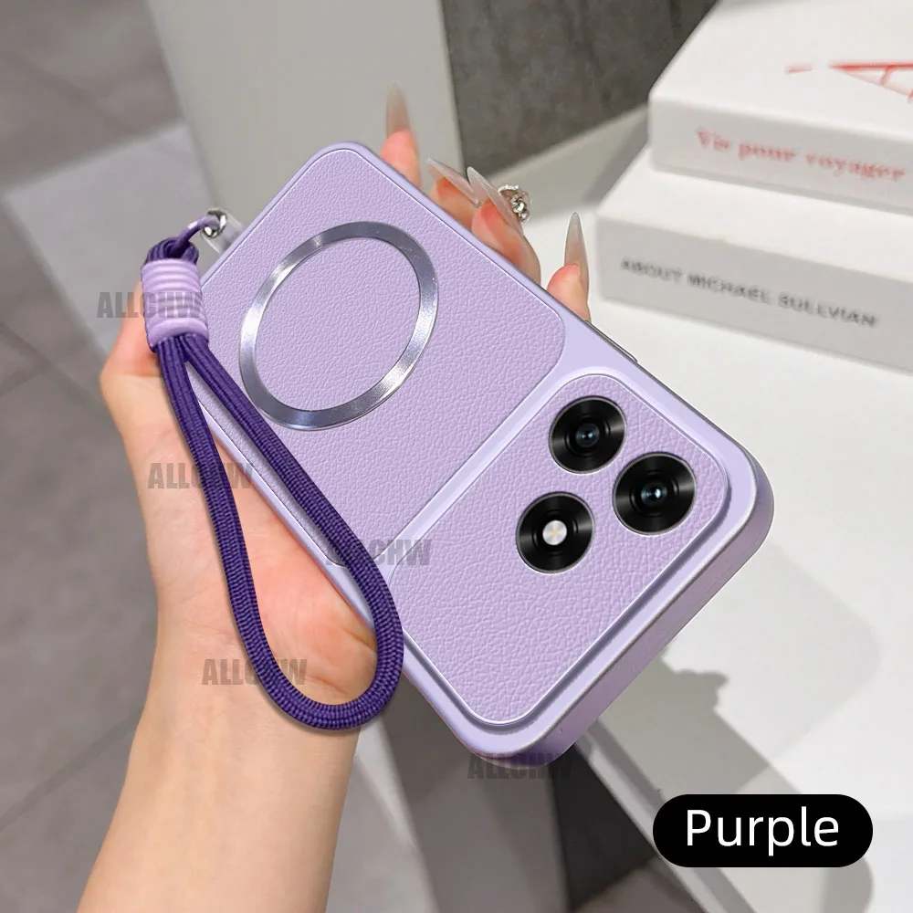 Luxurious Leather Matte Magnetic Hand Strap Phone Case