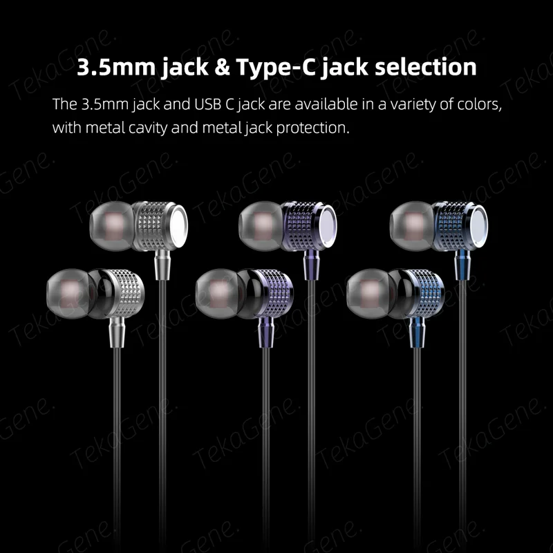 Premium USB C Metal Earbuds with Heavy Bass and Noise Reduction