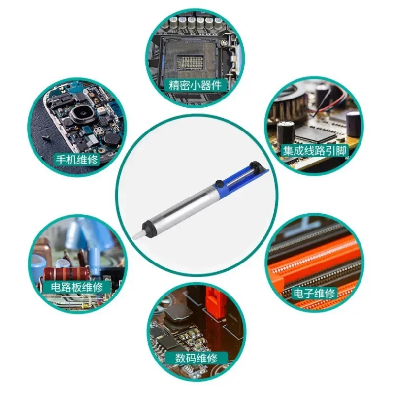 1pcs Aluminium Desoldering Suction Pump Tool Solder Sucker Suction Tin Pen Removal Device Blue Soldering Iron Desolder