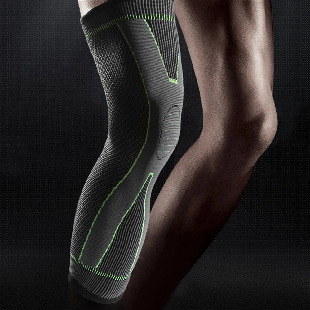 1 PC plný noha komprese rukávy sportovní koleno šle podpora ochránce pro vzpírání artritida odbíjená běžecký fotbal