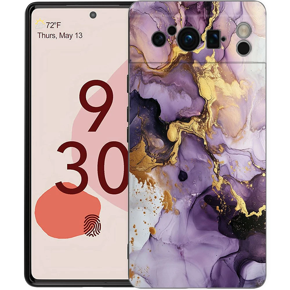 Elegant Marble Design Shockproof Black Silicone Phone Case