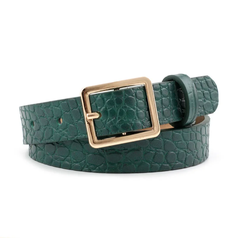 

Alligator Belts for Women Luxury Fashion Decoration Square Button Jeans Dress Ladies Belt for Ladies Leisure Wild Waistband
