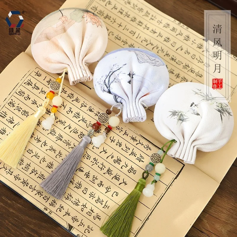 Lotus Embroidery Sachet Cross-stitch Finished Product Stitch Protective Talisman Sachets Antique Ancient Style Hanfu Pendant