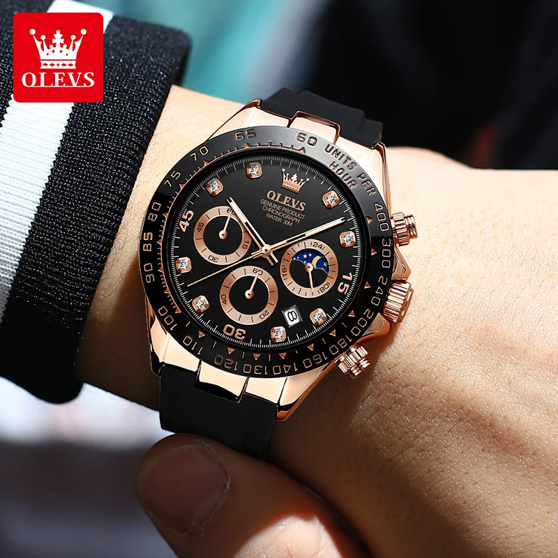 OLEVS 2875 Men Watch Quartz Top Brand Waterproof Luminous Watch for Men Three Small Dial Sport Wristwatch Chronograph Date Reloj quartz watch