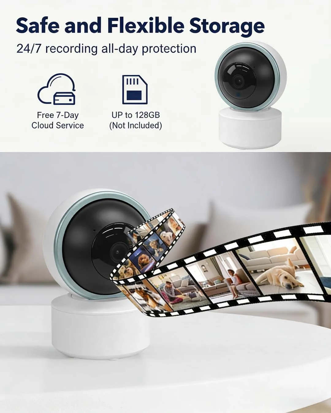 PEGATAH Tuya Smart Camera 2K Security Protection Wifi Surveillance 2.4GHz Indoor Baby Night Vision 355° Pan & Tilt 2-Way Audio 6