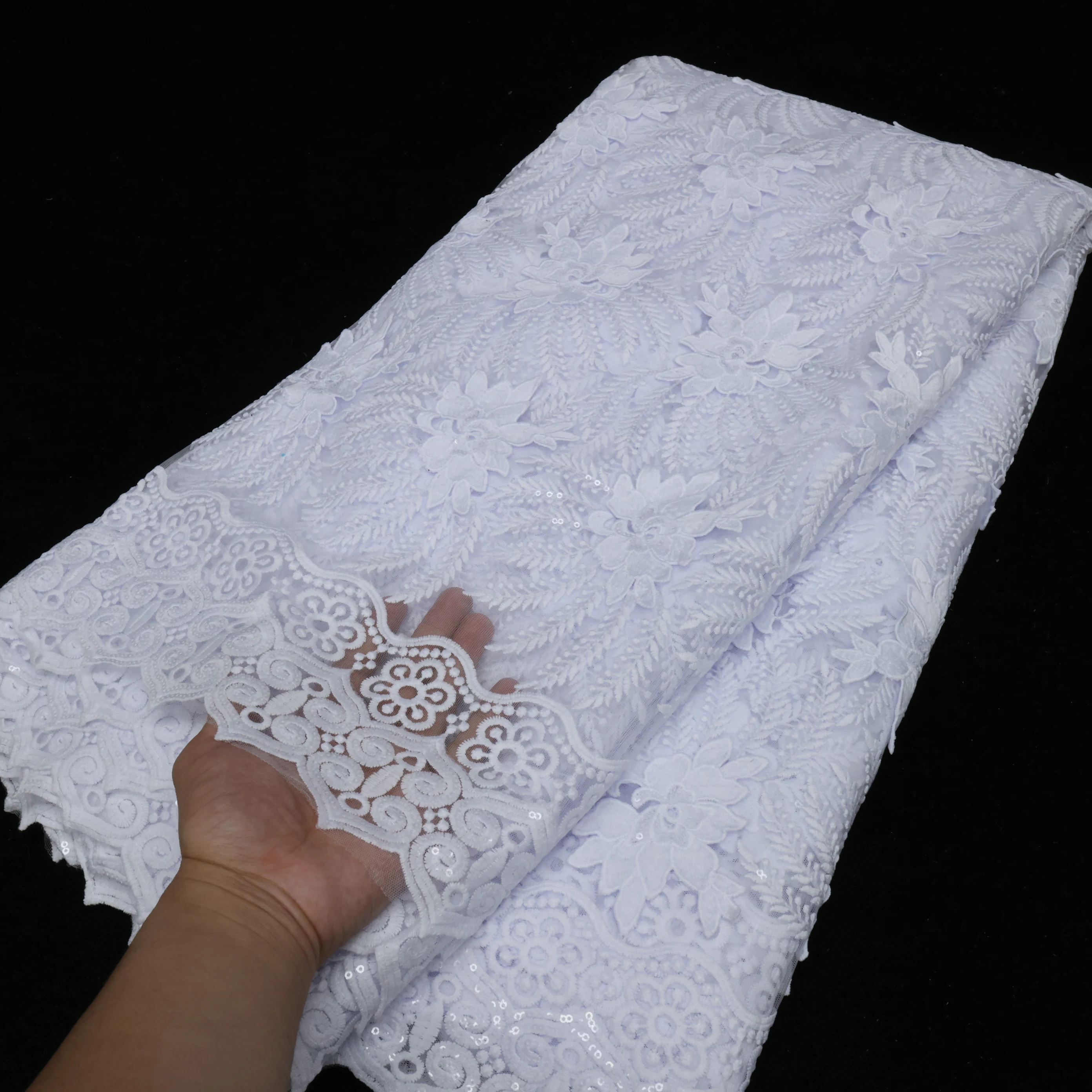 

NI.AI Nigerian Lace Fabric With Sequins 2023 High Quality Embroidery Tulle Lace French Net Lace African Lace Fabric For Wedding
