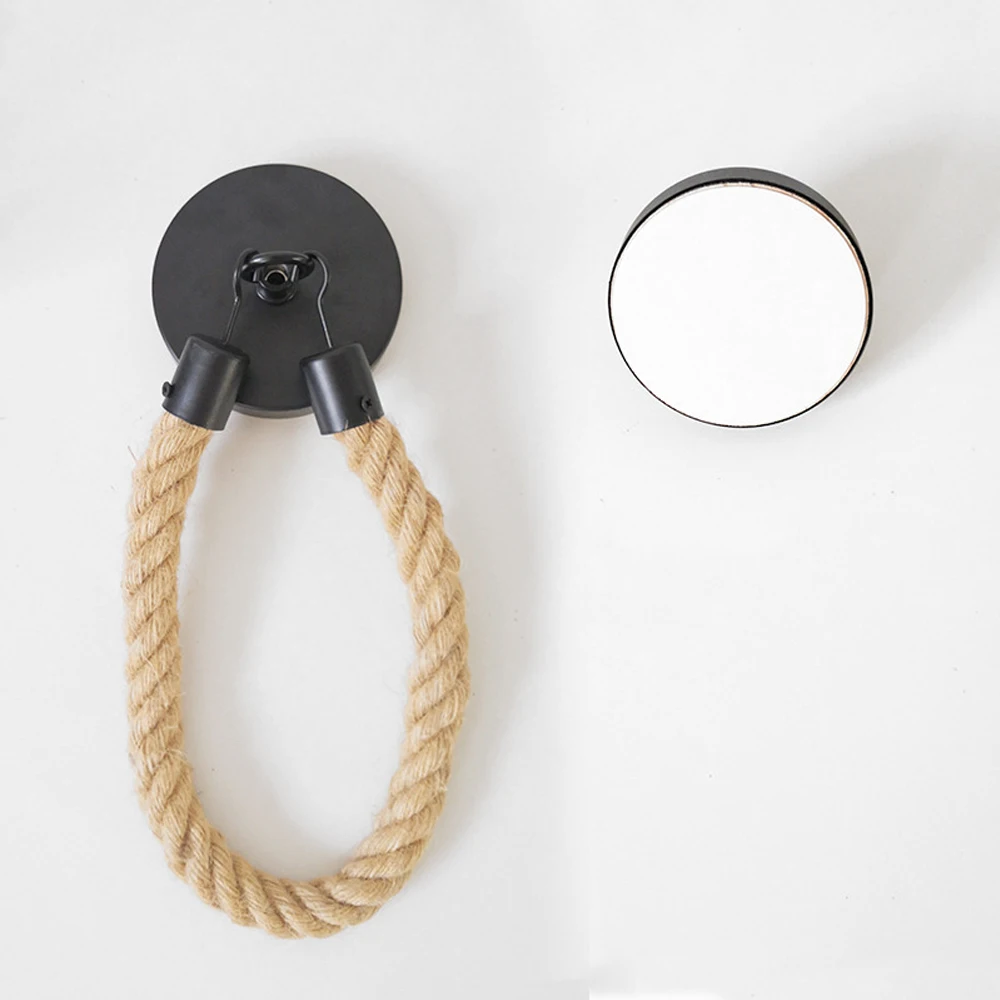 Vintage Tissue Roll Holder Matte Black Bathroom Rope Paper Ring Modern Tolit Roll Holder Wall Mounted No Punching Bathroom Decor
