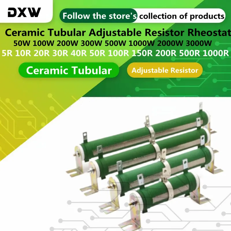 Ceramic Tubular Adjustable Resistor Rheostat 50W 100W 200W 300W 500W