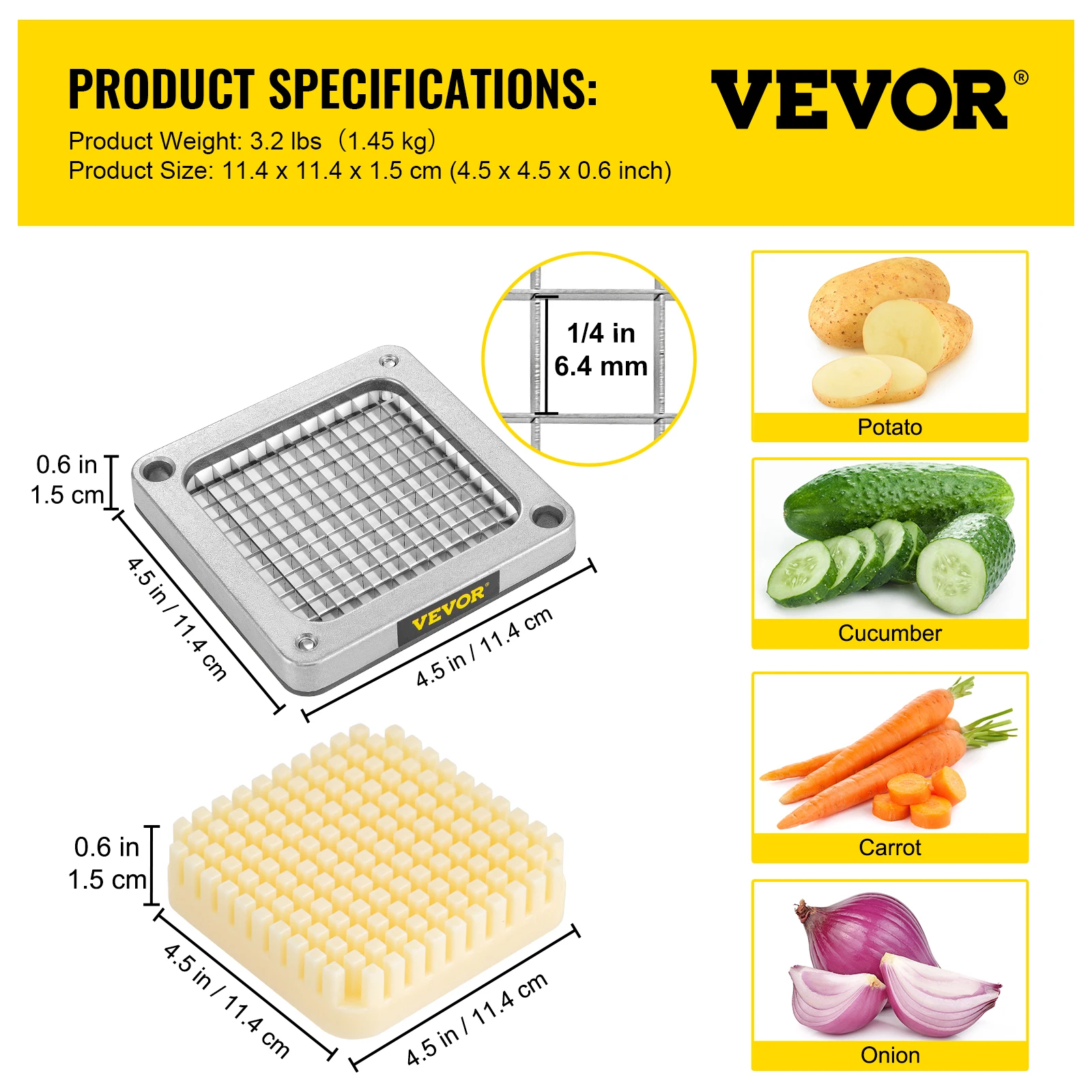 VEVOR Cortador De Patatas Fritas 40 W Cortador Verduras Con 4 Cuchillas  Reemplazables