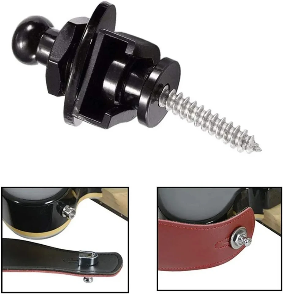 Pulsanti Tracolla Chitarra A Sgancio Rapido - Set Con Chiave In Oro, Nero O Argento - Foto 11