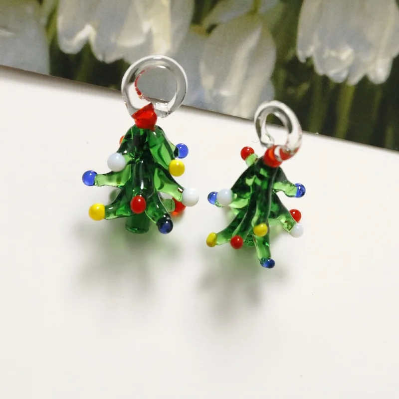 Christmas Series Glass Bow Round Hollow Floral Wreath DIY Bracelet Pendant Hair Accessories Materials - Convenient Home Decor