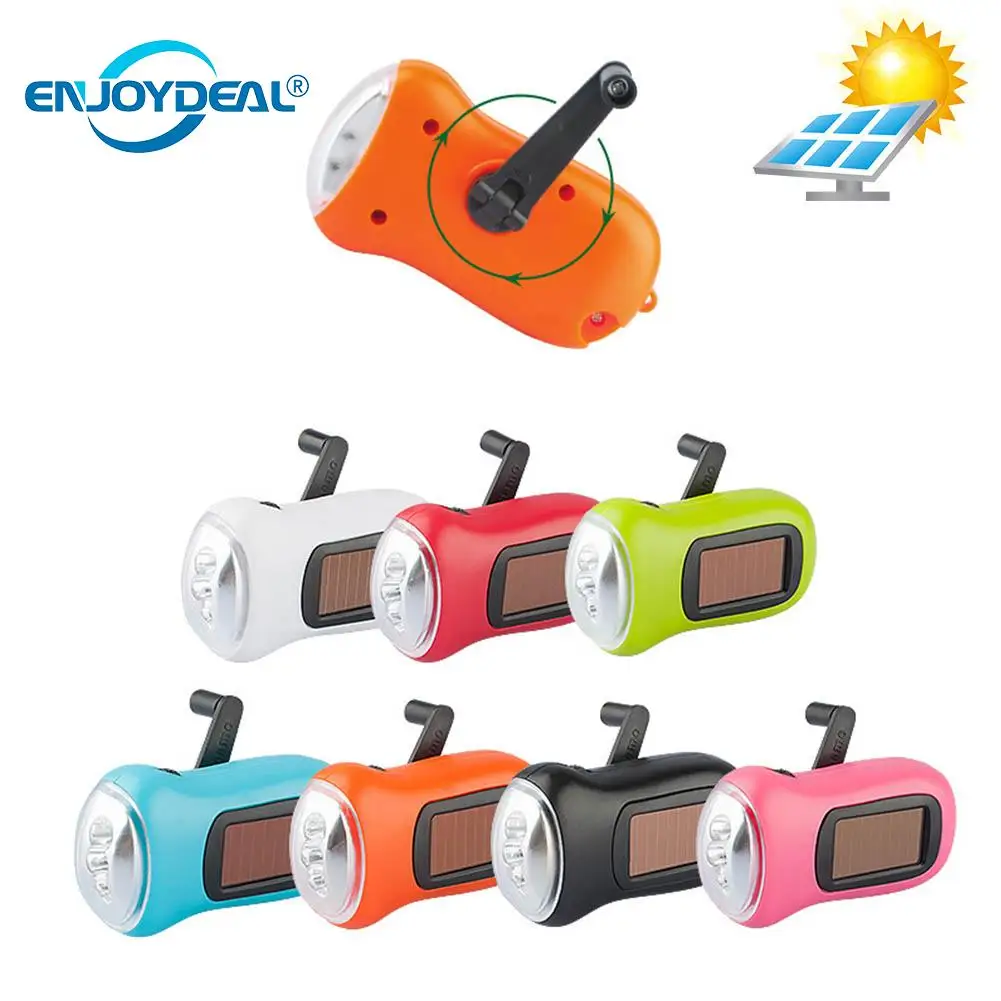 Solar Hand crank Dynamo Crank Flashlight 1