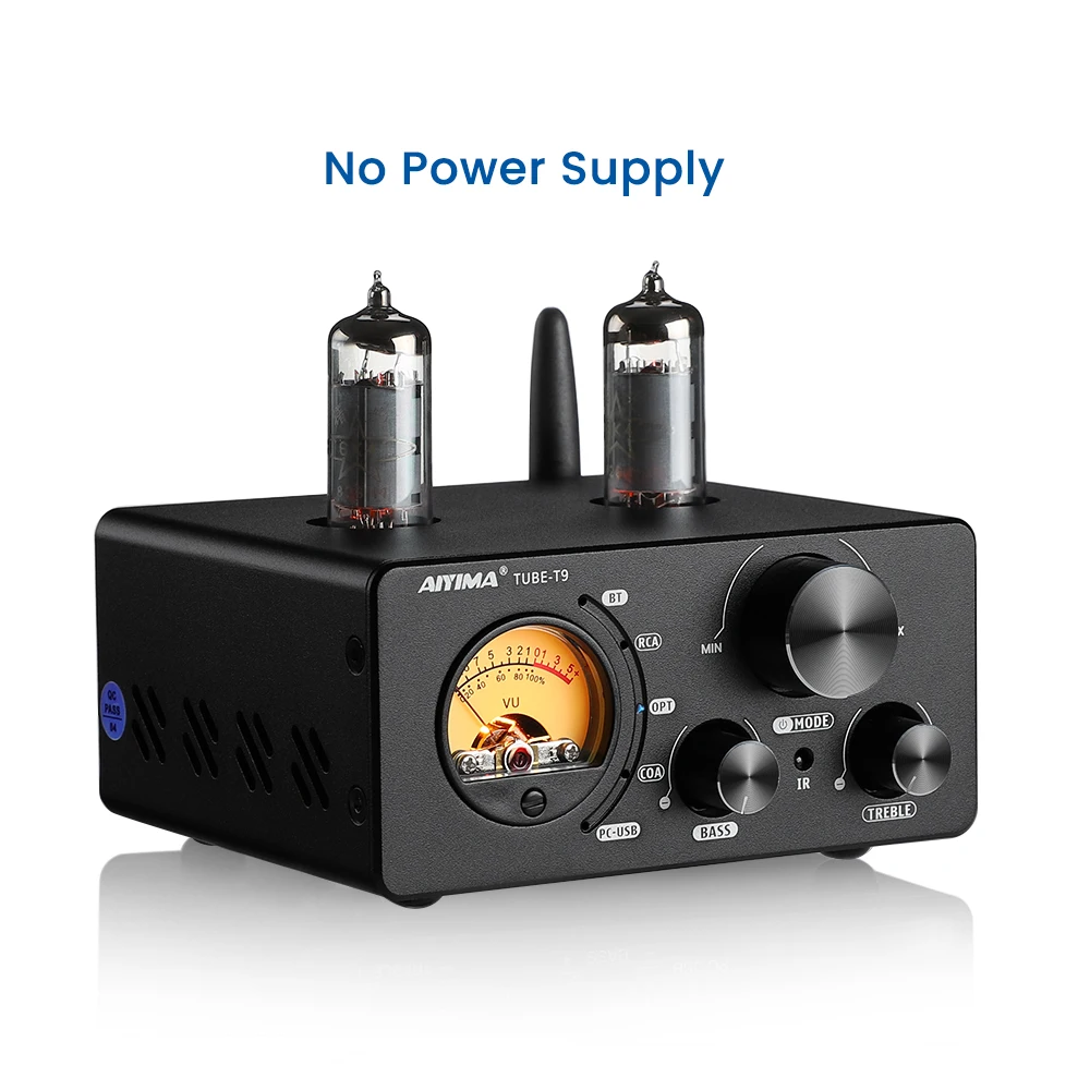 AIYIMA Audio T9 Bluetooth 5.0 Vacuum Tube Amplifier USB DAC Stereo Receiver COAX/OPT HiFi Home Audio Digital Amp w/VU Meter 100W 