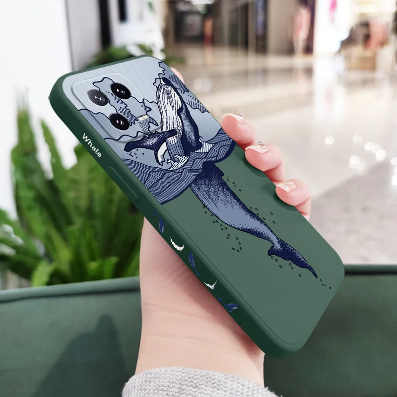 Whale Jumping Liquid Silicone Phone Case Cover