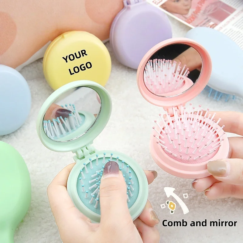 【로고 맞춤】50개 맞춤형 심플 미러 마카롱 컬러 에어백 빗 마사지 빗 휴대용 접이식 캔디 컬러 헤어 빗