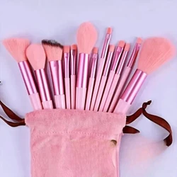 Premium 10 - Piece Makeup Brush Set with Soft Cosmetic Tools and Carrying Bag (Pink)