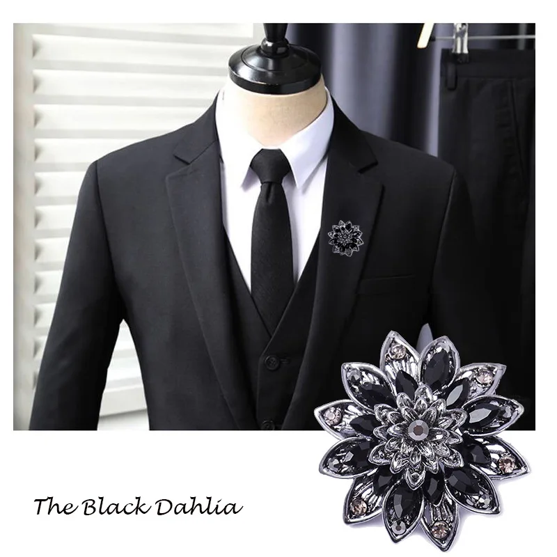 Rhinestone Black Flower Brooches for Women Vintage Antique Brooch Pin  Elegant Exquisite Brooches Gift