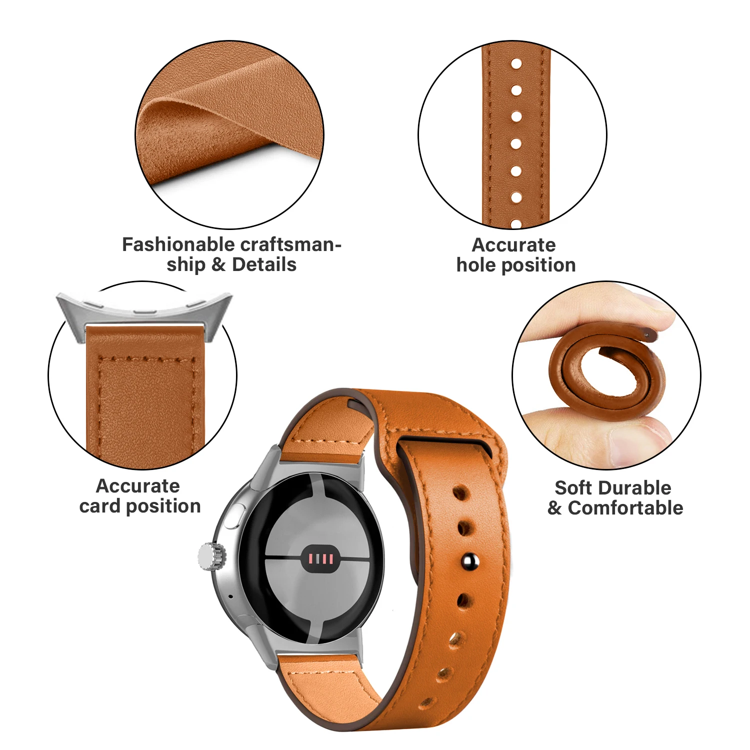 Premium Leather Strap - Stylish & Lightweight 45mm Watch Band
