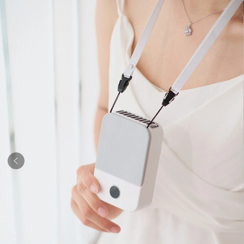 Small Electric Fan USB Rechargeable Mini Hanging Neck Fan 3 Wind Speed Portable Air Cooler Digital Display for Indoor Outdoor