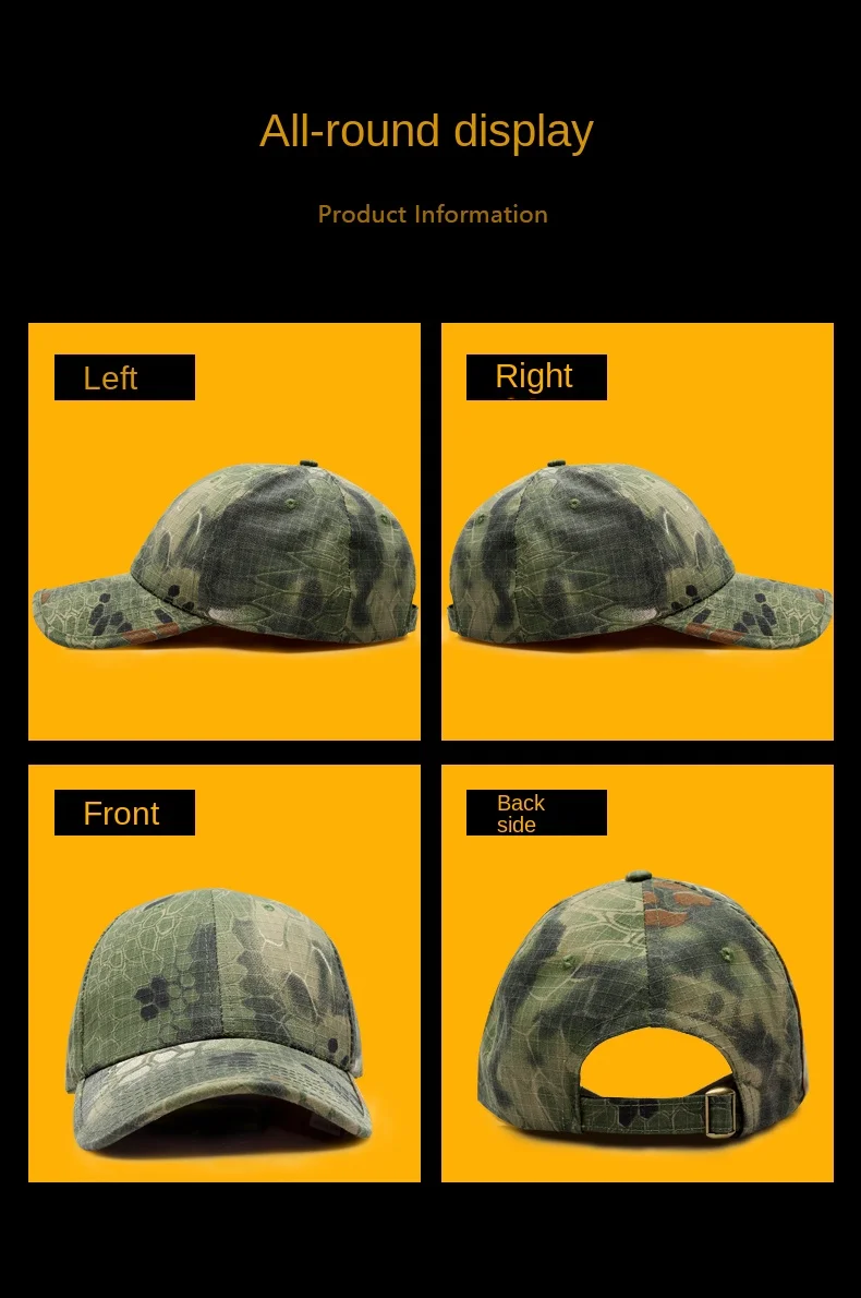 Tarnfarbene Baseballkappe für Herren, Verstellbare Atmungsaktive Schnelltrocknende Baseballmütze, Ideal für Wandern, Camping und Taktisches Training – Detail 10