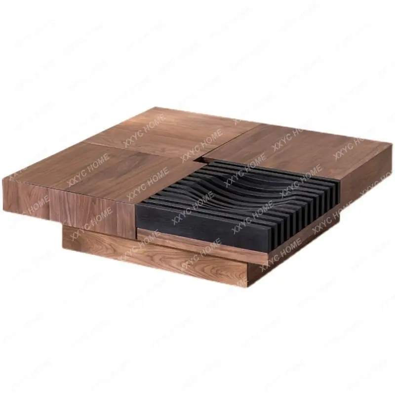 

Solid Wood Coffee Table Living Room Home Light Luxury Modern Minimalist Square Nordic Walnut