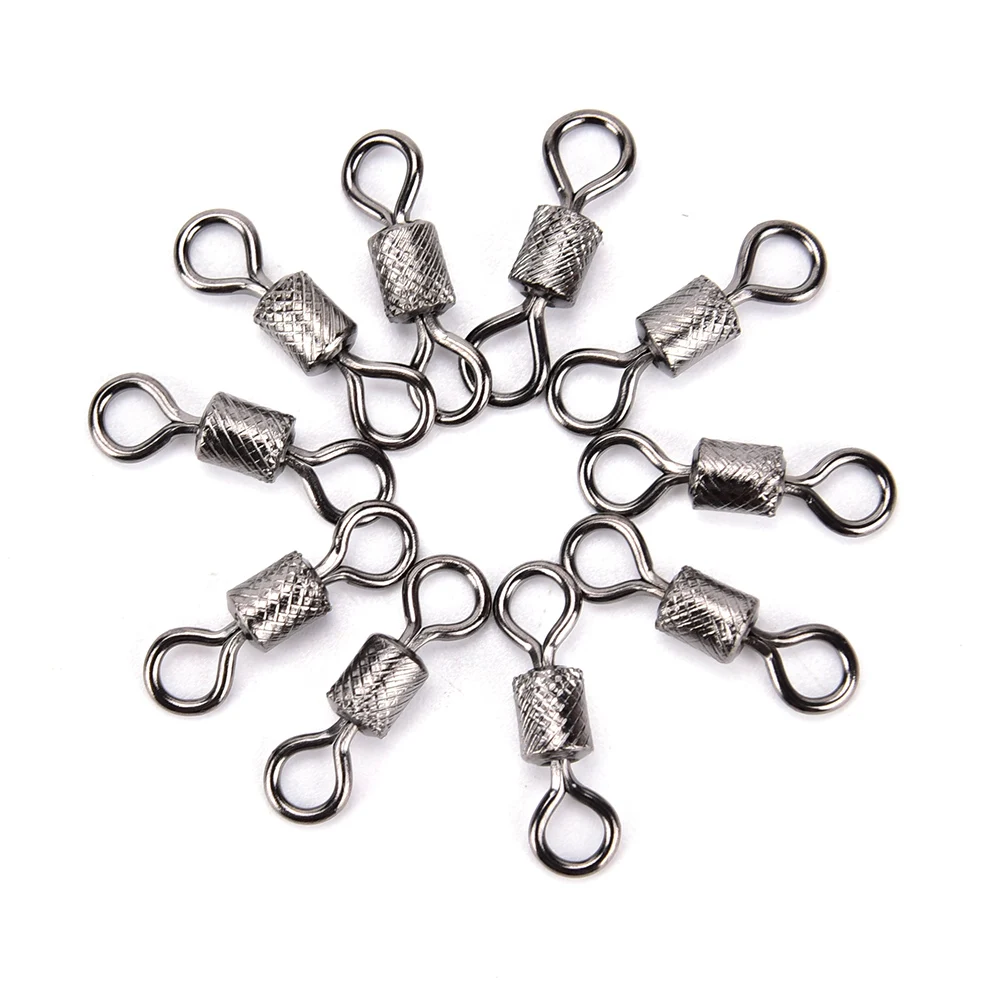 

50pcs/lot Fishing Swivel 2# 4# 6# 8# 10# Sizes Solid Connector Ball Bearing Snap Fishing Swivels Rolling Stainless Steel Beads