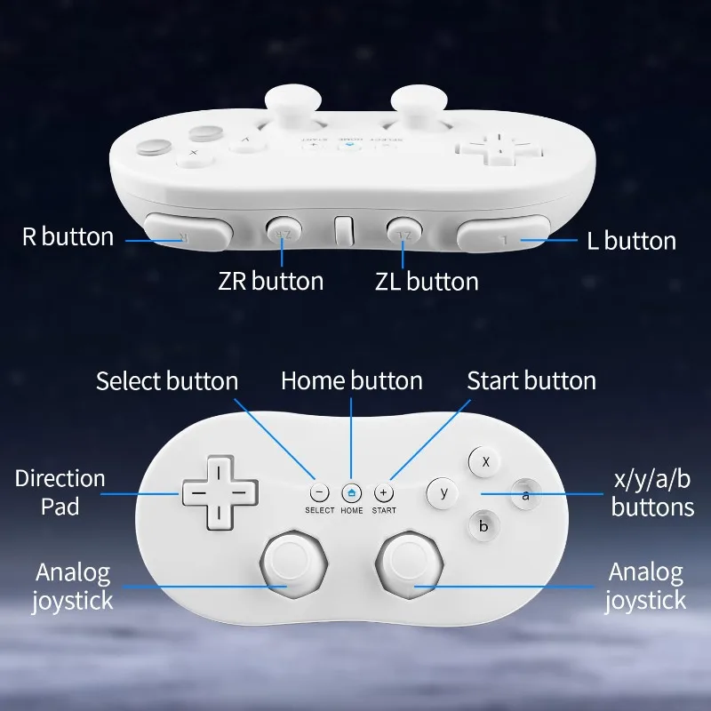 Classic Wired Controller Joystick Game Controller for Wii/Wii U Controllers for Nintendo Wii/Wii U Remote Console Video Games - 3