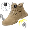 Men's Rotating Button Anti-Smash Anti-puncture Steel toe work Safety Shoes Men Work Boots Protective Women Sneakers Shoes