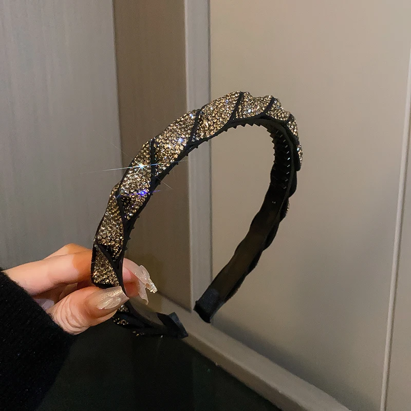 Blätter Quadratische Geometrische Strass Imitation Perle Silber Farbe Haarbänder für Frauen Einfache Vielseitige Temperament Kopf Zubehör – Detail 7