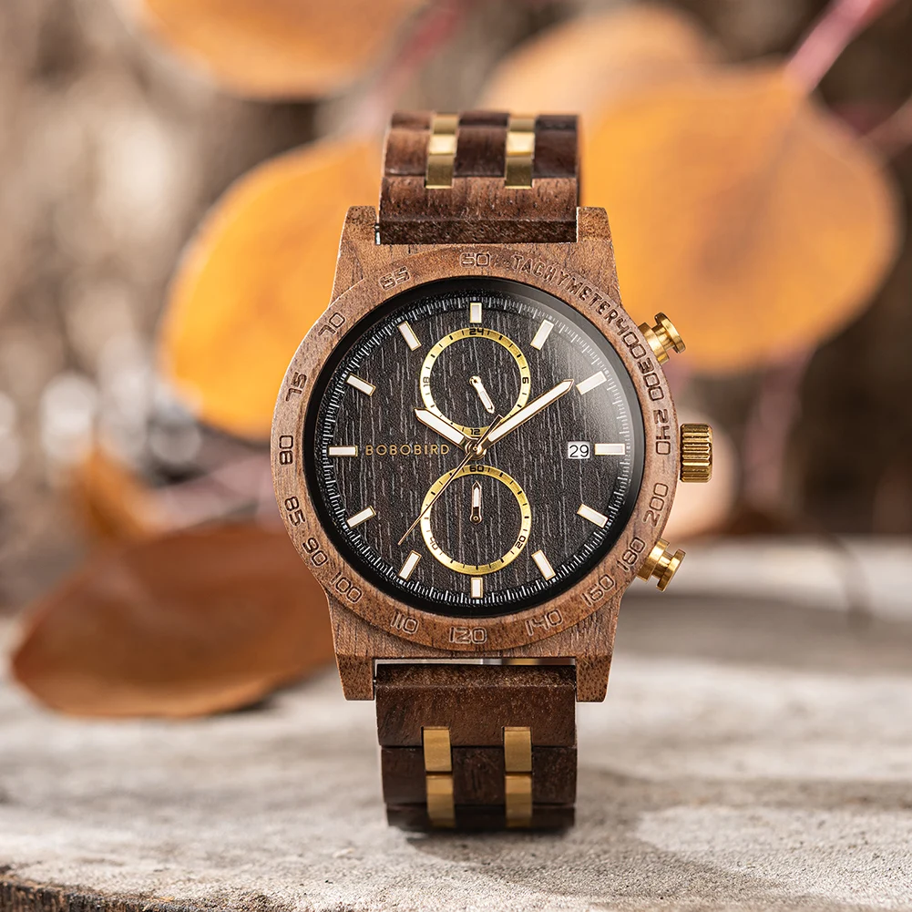 

BOBO BIRD Men Watch,Luxury Wooden Watch,Three Dimensional Dial,Chronographable subdials,Support OEM,Dropshipping
