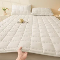Hypoallergenic Quilted Mattress Protector - Breathable Noiseless Mattress Cover Pad with 4 Elastic Corner Straps,Solid Color 3