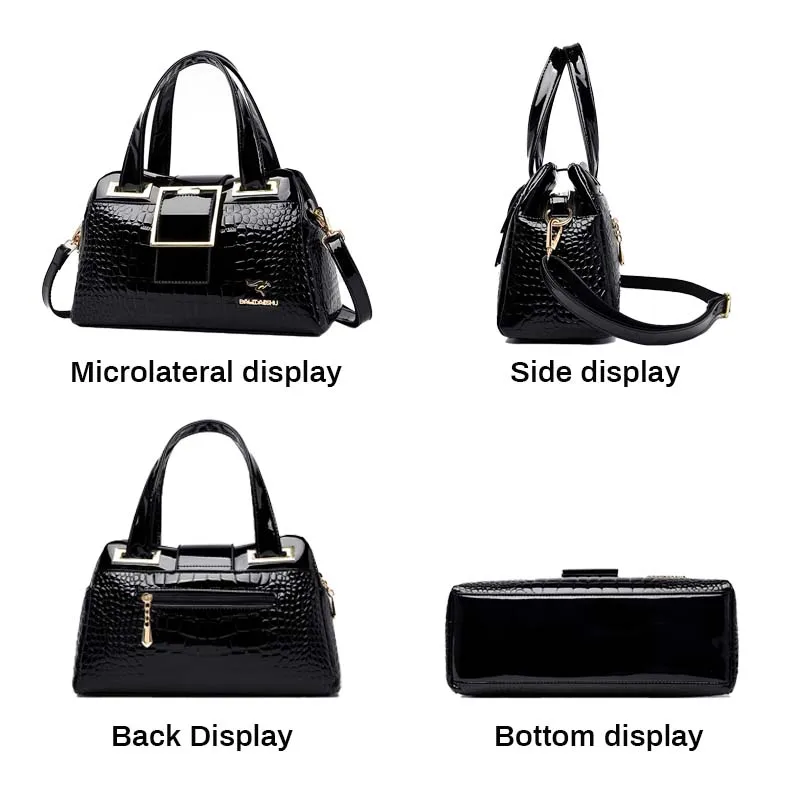 Women's Bag Crocodile Pattern Single Shoulder Crossbody Female Bags Casual Simple Middle-Aged Women Leather  Handbag New