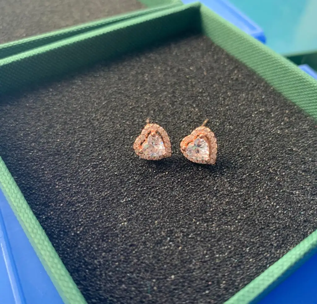 2022 Authentic 925 Sterling Silver Earring Sparkling Star Blue Gem Golden Heart Halo Stud Earrings Women Jewelry BirthdayGift