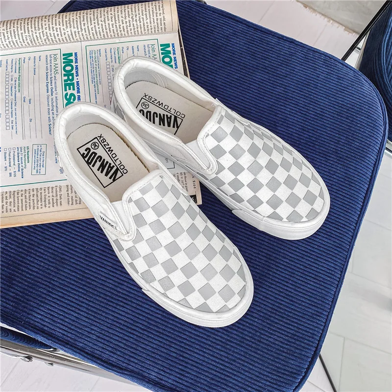 Reflective White Checkerboard Vans Shoes 2025 Spring New