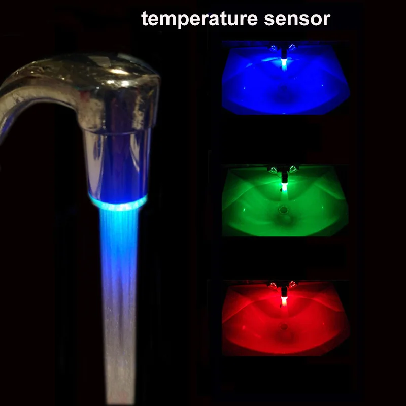 Zhang Ji LED Temperature Sensitive 3-Color Light-up Faucet Kitchen Bathroom Glow Water Saving Faucet Aerator Tap Nozzle Shower 4