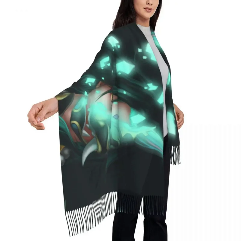 

Lady Large Xiao Genshin Impact Scarves Women Winter Fall Thick Warm Tassel Shawl Wrap Games Scarf