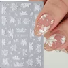 3D White Flower Nail Art Stickers Cute Floral Adhesive Sliders Acrylic Decoration Decals DIY Nail Charms Adhesive Accessories 1