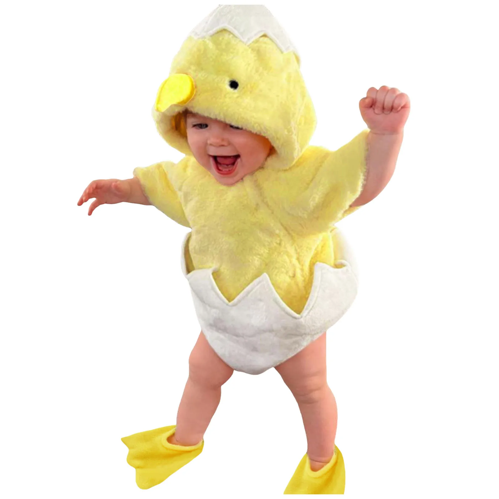 Girl Outfits Infant Boys Girls Cosplay Chicken Animal Costume Winter Fleece Hooded Romper Bodysuits Footwear Set Baby Size 2