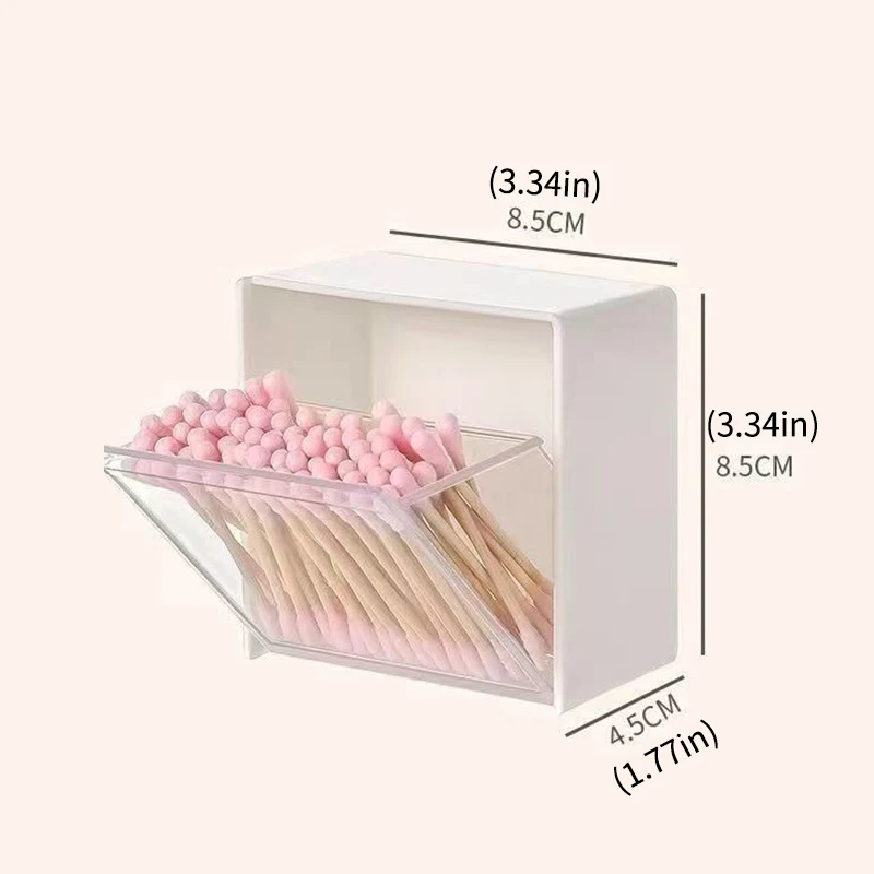 Storage Box 4pcs Plastic Wall Mounted Storage Boxes Dustproof Bathroom Organizer for Cotton Swabs Makeup Adhesive Small Jewelry Holder