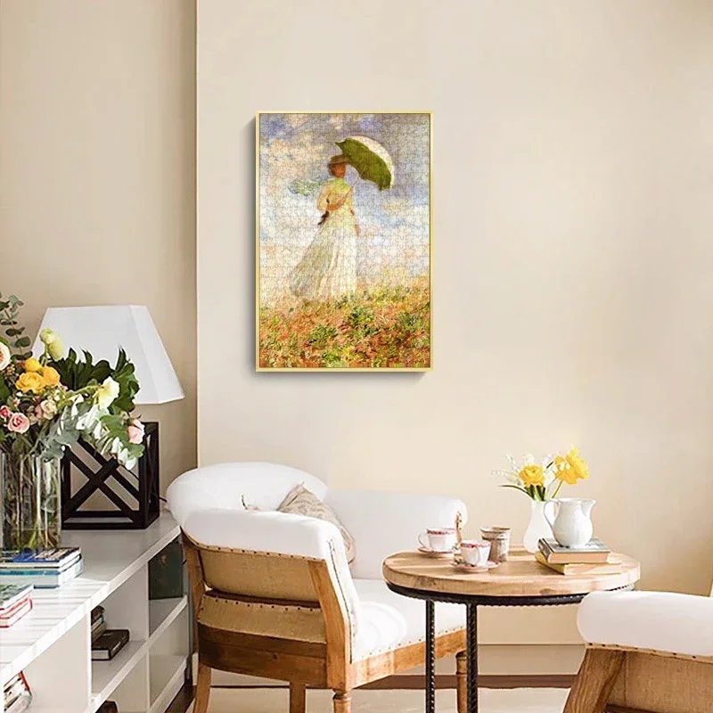 45*32cm Paper Jigsaw Puzzle 350 Pieces Woman with Parasol Monet Adult Stress Relief Children Educational Entertainment Christmas 5